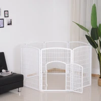 PawHut® Welpengitter Freilaufgehege Laufstall für Haustiere mit Tür 6 Teile sechseckig PP-Kunststoff rostfrei Weiß Ø180 x H95 cm(m-1)