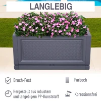 Outsunny® Gartenbeet Hochbeet Pflanzkasten Blumenkasten 2 Muster Abflusslöcher PP Grau 60 x 30 x 29 cm(m-6)
