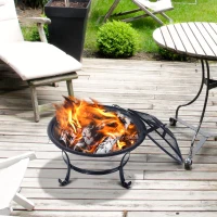 Outsunny® Feuerschale Feuerkorb Feuerstelle mit Funkenschutz für Holz und Holzkohle(m-1)