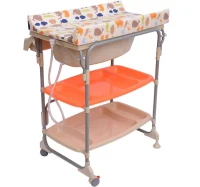Mobiler Baby Wickeltisch mit Wickelauflage und Badewanne (2 in 1) Modell 1(m-4)