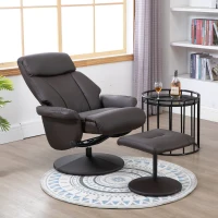 HOMCOM® Relaxsessel mit Beinablage | Fernsehsessel | Stahl, PU, PVC, Holz, Schaumstoff | Braun | 78 x 76 x 106 cm / 78 x 108 x 94 cm(m-4)