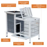 PawHut® Hasenstall mit Freilaufgehege Tannenholz(m-4)