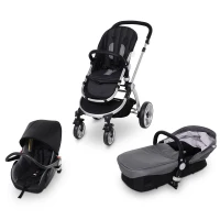 HOMCOM® Kinderwagen 3-in-1 Buggy Babyschale Babywanne Auto-Kindersitz 0-36 Monate Grau(m-1)