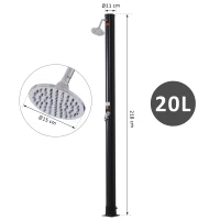 Outsunny® Solar Gartendusche Campingdusche Außendusche Pooldusche 20L bis 60℃ PVC Schwarz Ø11 x 218 cm(m-2)