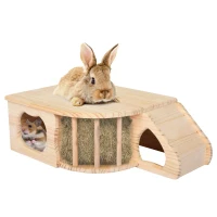 PawHut® Kleintier Stall Haustier Wohnung Hamsterwohnung Tannenholz 60 x 37 x 19,7 cm(m-1)