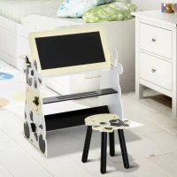 HOMCOM® Kinderschreibtisch Kindermaltisch mit Tafel Kuh(m-1)