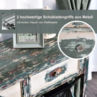 HOMCOM® Vintage Konsolentisch Beistelltisch Sideboard mit 2 Schubladen Massivholz(m-5)