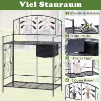 Outsunny Einpflanzstation, Werkbank, Metall, Schwarz(m-4)
