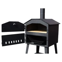Outsunny® Grill mit Pizzaofen - Pizzagrill mit Thermometer(m-5)