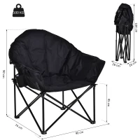 Outsunny® Campingstuhl Klappstuhl mit Becherhalter Tragetasche Outdoor Oxford Schwarz(m-2)