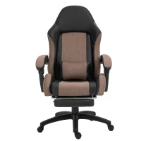 Vinsetto® Gamingstuhl Chefsessel Fußstütze Leinen Braun(m-4)