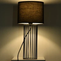 HOMCOM® Tischlampe mit E27 Fassung Tischleuchte Nachttischlampe Metall Schwarz(m-5)