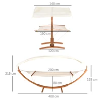 Outsunny® hängemattengestell holz Hängematte mit Gestell Sonnenliege Gartenliege Sonnendach Lärche 180kg(m-3)