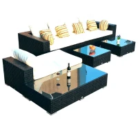 Outsunny 20-tlg. Alu Polyrattan Gartenmöbelset Lounge Liege mit 3 Beistelltische Neu(m-2)