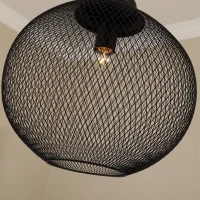 HOMCOM® Pendelleuchte Kugel Käfig Ф35cm für E27 Schwarz Metall(m-5)