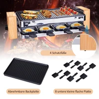 HOMCOM® Elektrogrill 2 Ebenen BBQ Tischgrill 1500 W Partygrill 8 Pfännchen Metall Bambus(m-5)