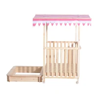 Outsunny® Sandkasten Spielhaus Sandbox Spielveranda mit Dach Holz(m-5)