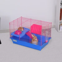 PawHut® Kleintierkäfig Tierkäfig Nagerkäfig Starter-Set mit allem Zubehör Stahl+PP Blau(m-2)