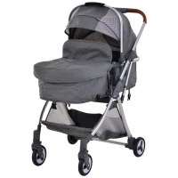 HOMCOM® Kinderwagen 2-in-1 Faltbar Alulegierung Grau(m-1)