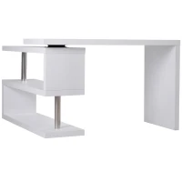 HOMCOM Eckschreibtisch Stahl, MDF 187,5 x 50 x 76,1 cm Weiß(m-6)