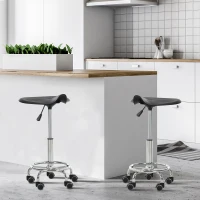 HOMCOM® Sattelhocker für Büro Salon Massage verstellbar Drehhocker Rollhocker Schwarz(m-4)