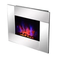 HOMCOM® Wandkamin | Elektrokamin | Inkl. Fernbedienung | 900 / 1800 W | 66 x 52 x 10,7cm | Silber(m-4)