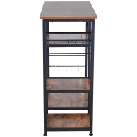 HOMCOM® Küchenregal Standregal Metallregal Multifunktion Drahtkorb Metall MDF Natur 90 x 38 x 87,5 cm(m-7)