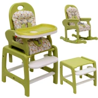 HOMCOM Kinderhochstuhl Multifunktion Babyhochstuhl mit Schaukelfunktion grün(m-1)