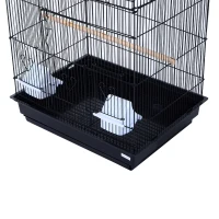 PawHut® Vogelhaus Vogelkäfig Vogelvoliere für Papagei Wellensittich Vogelbauer mit ausnehmbarer Bodenschale Schwarz 47,5 x 36 x 91 cm(m-6)