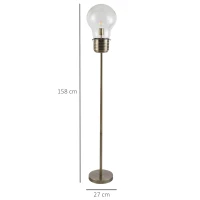 HOMCOM Stehlampe industrialer Stil Standleuchte Stehleuchte Sockel E27 für Schlafzimmer Esszimmer, Bronze, Stahl, Glas, 27x27x158 cm(m-3)
