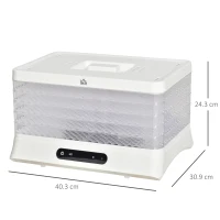HOMCOM® Dehydrator Dörrgerät Dörrautomat mit 5 Einlegefächer Temperaturregler Weiß(m-2)