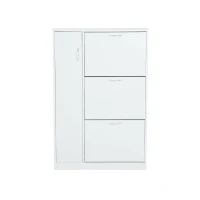 HOMCOM Schuhschrank Schuhkipper Schuhregal 3 Klappen Weiß(m-3)