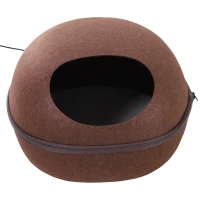 PawHut® Katzenhaus Katzenhöhle Katzenbett mit Wärmefunktion Kissen Filz Braun 47 x 38 x 24 cm(m-7)