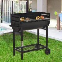 Outsunny® Grillwagen Grillstation Standgrill mit Windschutz 2 x Grillrost höhenverstellbar(m-2)