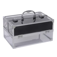 HOMCOM® Schmuckschatulle Schmuckkästchen Schmuckkasten Aluminium Acryl Silber 30 x 19,2 x 16 cm(m-1)