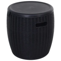 Outsunny® Beistelltisch Eiskübel Einsbehälter mit Deckel 45L Getränkekühler PP Schwarz(m-3)
