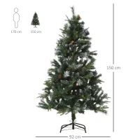 HOMCOM® Künstlicher Weihnachtsbaum 1,5 m Christbaum Tannenbaum 770 Äste Metallfuß PVC(m-2)