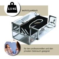 HOMCOM® Schmuckschatulle Schmuckkästchen Schmuckkasten Aluminium Acryl Silber 30 x 19,2 x 16 cm(m-5)