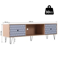 HOMCOM® Fernsehtisch Fernsehschrank TV-Board Lowboard  Retro-Stil mit Punktmuster Holz 140 x 40 x 44,5 cm(m-2)