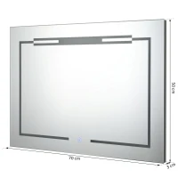 kleankin® LED-Spiegel Nebelfreier Wandspiegel Badspiegel Touch-Schalter Alu 70 x 50 cm(m-3)