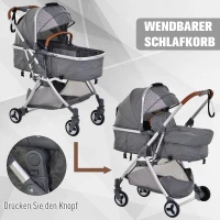 HOMCOM® Kinderwagen 2-in-1 Faltbar Alulegierung Grau(m-9)