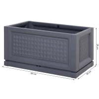 Outsunny® Gartenbeet Hochbeet Pflanzkasten Blumenkasten 2 Muster Abflusslöcher PP Grau 60 x 30 x 29 cm(m-2)