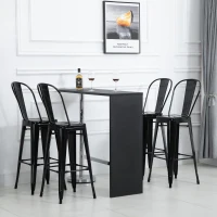 HOMCOM Barhocker mit Fußstütze | Stapelbar | Metall | 44 x 53 x 116 cm | Schwarz(m-1)