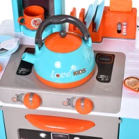 HOMCOM® 34-teilige Kinder-Spielküche Licht- und Soundeffekte Lernspielzeug Kunststoff(m-9)