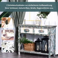 HOMCOM® Vintage Konsolentisch Beistelltisch Sideboard mit 2 Schubladen Massivholz(m-4)