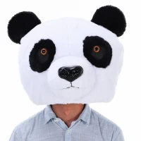 HOMCOM® Panda Tierkopfmaske | Einheitsgröße | Kostüm | Polyester | 44 x 40 x 36 cm | Weiß, Schwarz(m-5)