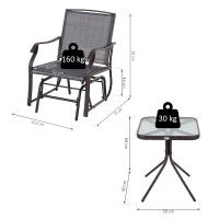 Outsunny Dreiteiliges Gartenmöbel Set, 2 Stühle, 1 Tisch, Braun, Grau(m-2)