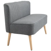 HOMCOM 2-Sitzer Couch Stoffsofa Polstersofa Sitzmöbel Holz hellgrau 117 x 56,5 x 77 cm(m-7)