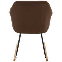 HOMCOM® Moderner Schaukelstuhl Liegestuhl Leinen Schaumstoff Metall Buche Braun(m-6)