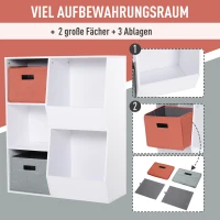 HOMCOM® Aufbewahrungsregal mit 5 Fächern Standregal Spielzeugregal 2 Schubladen MDF Weiß(m-4)
